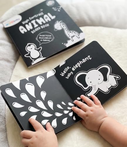 Intellibaby High Contrast Animal Board Book for New Born Baby, Black&White, Early Sensory Development,Preschool Learning Activities for Infants,Newborn Visual Stimulation,Safe,BIS Certified,Ideal Gift