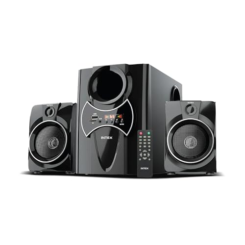 Intex 2100 Pro Auxiliary, Bluetooth Deep Bass Home Theater with Subwoofer 2.1 Channel with 55W Premium Signature Sound, Multiple Connectivity Modes, Master Remote and Sleek Finish (Black)