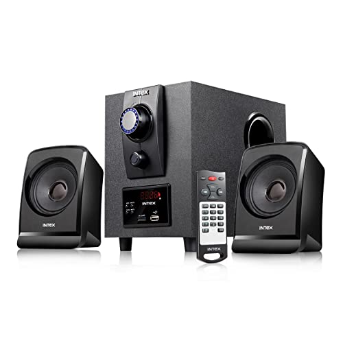 Intex BOOM-1666 Auxiliary, Bluetooth Deep Bass Home Theater with Subwoofer 2.1 Channel with 35W Premium Signature Sound, Multiple Connectivity Modes, Master Remote and Sleek Finish (Black)