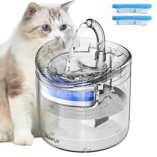 iPettie Neverland Cat Water Fountain with LED Light, 67oz/2.0L, Ultra Quiet Drinking Waterer, Automatic Filtered Water Dispenser, Water Purifier for Pets, (Transparent)
