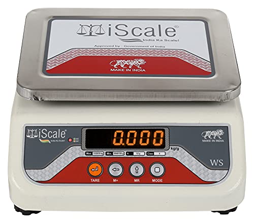 iScale i-03 20kg x 1g Digital Weighing Scale with Front and Back Red Double Display, Small Stainless Steel Pan, 7x9
