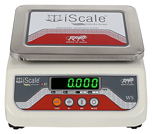 iScale i-04, 20kg x 1g, Electronic Weighing Scale with Front & Back Green double Display, Stainless Steel Pan, 7x9