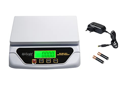 iScale i-500 | 30Kg x 1g | 1 Year Warranty Support | Kitchen and Multipurpose Scale with Direct Power Adapter | Small size 22 x 17cm | ideal for 5-10kg (Not for commercial use)