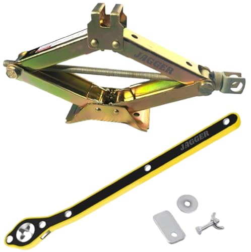 JAGGER Manual Scissor car Jack for All car with (5 TON Scissor Jack with Ratchet [ Golden ])
