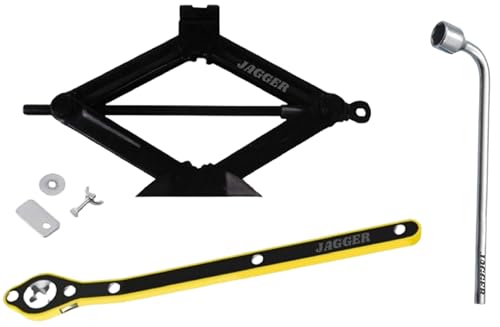JAGGER Manual Scissor car Jack for All car with (3 TON Jack with Ratchet & Spanner [ Black ])