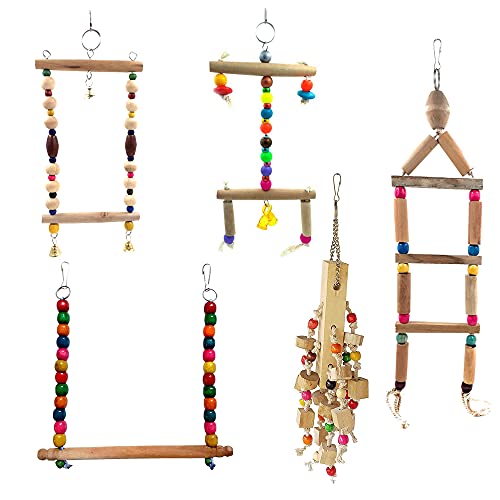 Jainsons Pet Products Bird Swing Toys, Chew Toys with Hanging Cage Toys for Small Parakeets, Cockatiels, Conures, Finches, Budgie, Macaws, Parrots, Love Birds (Bird Swing-3)