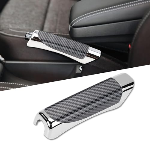 JANVITHA Premium Car Handbrake Cover – Chrome & Black Finish | Universal Fit | Anti-Slip Design | Stylish Hand Brake Grip Cover for Car Interior Styling (Textured)