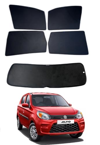 Jeet Enterprises Premium Car Sunshade Fix Type Non-Magnetic Curtain with Rear Dicky Curtain Set of 5pc for Alto 800