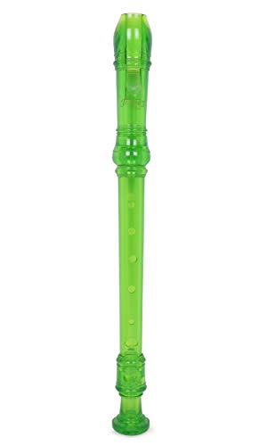 JUAREZ JRF100GR Claró Descant German Style 8 Holes Soprano Recorder Flute with Cleaning Rod Suitable for School Ensembles | Home Practice | Music Classes | Gift, Green with Cleaning Rod & Case