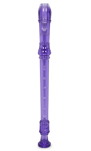 JUAREZ JRF100PP Claró Descant German Style 8 Holes Soprano Recorder Flute with Cleaning Rod Suitable for School Ensembles | Home Practice | Music Classes | Gift, Purple with Cleaning Rod & Case