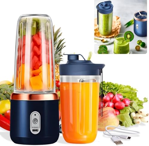 Juicer for Home TEKCOOL Portable Blender Electric Juicers Fruit Mixers USB Rechargeable Smoothie Mini Personal Juicer 6 Blades 3Gears with 1500 Mah Rechargeable Battery-Smoothie Blender.
