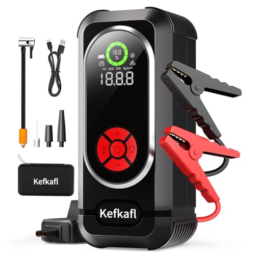 Jump Starter 5000A, Car Battery Jump Starter Portable with 150 PSI Tire Inflator, Portable Air Compressor, Car Jumper Starter for Up to 10.0L Gas & 10.0L Diesel Engines, LED Light, Jumper Cables