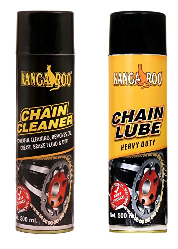 Kangaroo Chain Lube & Chain Cleaner Combo | 500ml Each for Motorcycle & Bike Chain Maintenance | Advanced Lubrication & Powerful Degreaser | Complete Chain Care Solution