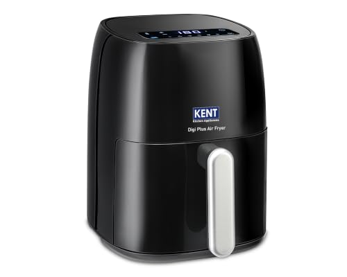 KENT Digi Plus Air Fryer | 4L Capacity & 1300W | Fry, Grill, Roast & Bake | Digital Display & Touch Control Panel | Rapid Heating | 80% Less Oil Usage | High Temperature & Uniform Heating | Black