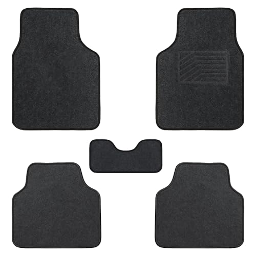 KINGSWAY Accessories Universal Fit Carpet Foot Mats for All 5 Seater Cars and All 4 Wheeler Car Models, Designed to Protect Your Car Floor, Set of 5 Pcs, Executive Series Anti Slip Car Mats - Black