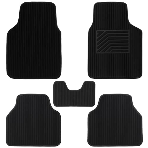 KINGSWAY Accessories Universal Fit Carpet Foot Mats for All 5 Seater Cars and All 4 Wheeler Car Models, Designed to Protect Your Car Floor, Set of 5 Pcs, Executive Series Anti Slip Car Mats - Black