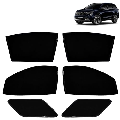 KINGSWAY Car Sun Shade Curtains Only Compatible with Mahindra XUV 7XO (2026 Onwards) | Z-Black Fix-Type (Non-Magnetic) | UV & Heat Protection | Pack of 6 Pcs