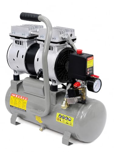Kisan Oil Free Silent Air Compressor 1 HP | 8 Bar (115 psi) | 550 Watt Motor 10 L Tank size | noiseless | 1440 RPM | Ideal for Pneumatic Tools, Spray Painting & DIY Applications