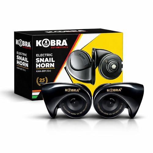 KOBRA Car Horn High Sound Waterproof 12V | Horn for Car with Wire | Loud Snail Car Horn | Anti-Rust Premium Finish Universal Vehicle Horn