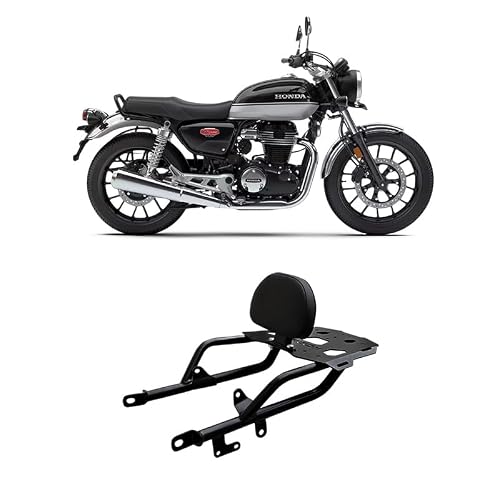 KONNEN Luggage Carrier with Backrest | Top Rack with Backrest | Luggage Rack with Backrest Compatible with Honda H'ness CB350 (Brown)(Heavy with Backrest) (Packof 1)