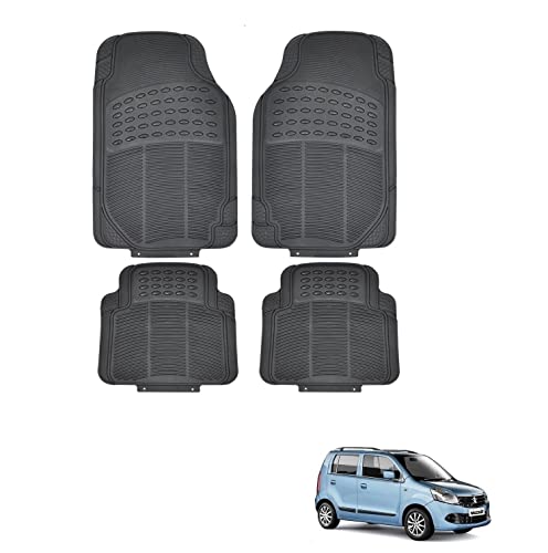 Kozdiko Car Simple Rubber Black Floor Mat Set of 4 Pcs for Maruti Suzuki Wagonr Type-2 (2011-2018)