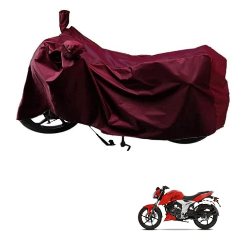 Kozdiko Dust & Waterproof Bike Body Cover with Mirror Pockets (Wine Color) for TVS Apache RTR 160 4V