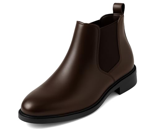 Kraasa Men's Slip On Fashion Chelsea Boots | High Tops, Soft Cushioned Insole, Comfortable Fit, Trendy, Stylish Boots Brown UK 8