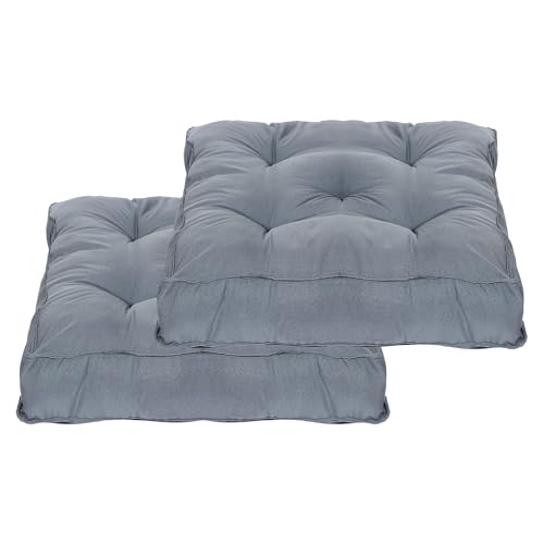 Kuber Industries (Pack of 2) Chair Pad | Seat Cushion for Car, Office | Microfiber Square Sitting Cushion | Relax Back Chair Pad | Plain Cushion for Chair | 18x18 Inch | Grey
