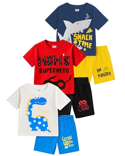Kuchipoo Boys Regular Fit Cotton T-Shirts and Shorts Set (KUC-BSUT-124, 6-12 Months, Multi-Colored)