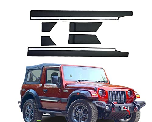 Kunj Autotech Car Side Cladding Beading Moulding Door Protector Guard for Thar 2022 New with Adhesive Tape Set of 6 Pieces