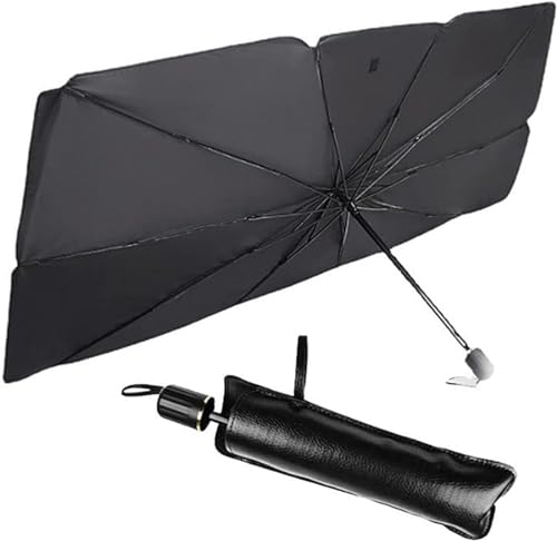 KUST Foldable Car Windshield Umbrella, Car Windshield Sun Shade Umbrella for Front Windows, UV Rays and Heat Sun Visor Protector Windshield Suitable for Various Car Models (Black)