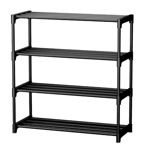 LALCO Shoe Rack 4 Tier Shoe Rack With Shelf, Folding Shoerack For Bedroom, Living Room, Entryway, White, Footwear Stand For Home, Shoerack Plastic With Only 4 LAYER (4 SHELF)