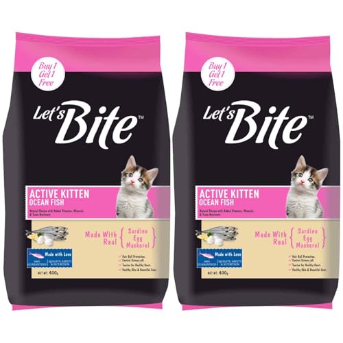 Let's Bite Active Kitten Dry Cat Food, 400gm + 400gm, Total 800 g Pack