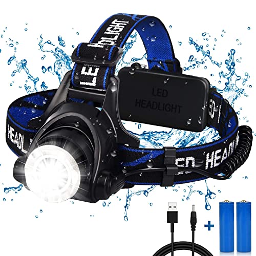 LEXSO Headlamp Flashlight, USB Rechargeable LED Headlamp Torch, IPX4 Waterproof Headlight with 3 Modes and Adjustable Headband Perfect for Camping, Hiking, Outdoors, Hunting, Running