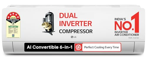 LG 1.5 Ton 5 Star,New star rated, DUAL Inverter Split AC (Copper, AI Convertible 6-in-1,VIRAAT Mode,Faster Cooling & Energy Saving,4 Way Swing, HD Filter with Anti-Virus Protection, US-Q19YNZE3,White)