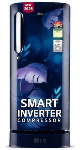 LG 185 L, 5 Star, Smart Inverter, Direct Cool Single Door Refrigerator (GLD1956ZABI, Blue Ilan, Fit Max Chiller Tray, Base stand with Drawer & Runs on Home Inverter)