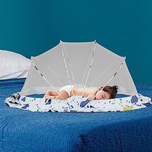 LifeKrafts Foldable Baby Mosquito Net for Bed | Bottomless Portable Net for Newborns & Infants (0–24 Months) | 360° Insect Protection | 110 × 65 × 60 cm | Safe Sleep Net for Baby | Color Pattern