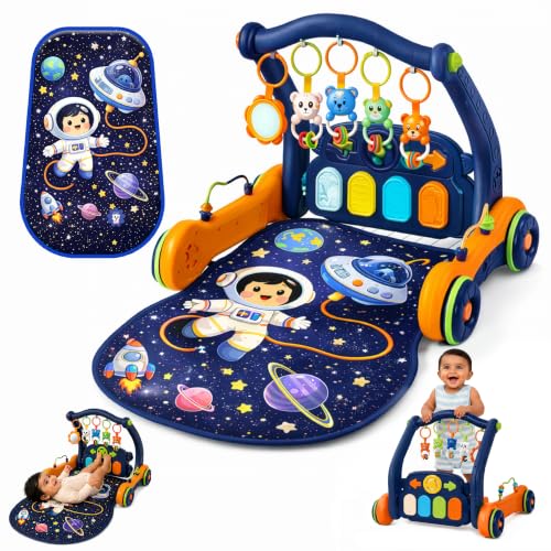 Lifelong Astro 2-in-1 Playgym & Convertible Walker | Music, Lights with Hanging Toys | Non-Toxic for Motor & Fine Skills Development | Tummy Time Extra Soft Cushioned Play Mat for Babies (0-24 Months)
