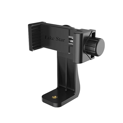 Like Star 360° Degree Mobile Phone Holder with Universal 1/4 Screw Adjustable Clamp Mobile Tripod Mount Adapter Compatible with Smartphones & TripodsnSelfie Stick (Black)