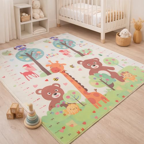 Liltoes Reversible Baby PlayMat, Extra Large babies Folding Mat, Waterproof and Portable Kids Floor Mat for Learning & Crawling, Foldable Soft Foam Mat for Kids Girafe Printed
