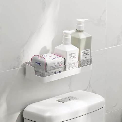 LINEAR Heavy Duty Transparent Wall Mounted Storage Shelf for Bathroom & Kitchen | Self Adhesive Plastic Organizer Rack | Multipurpose Cosmetic, Toiletry & Spice Holder | Waterproof Shelf