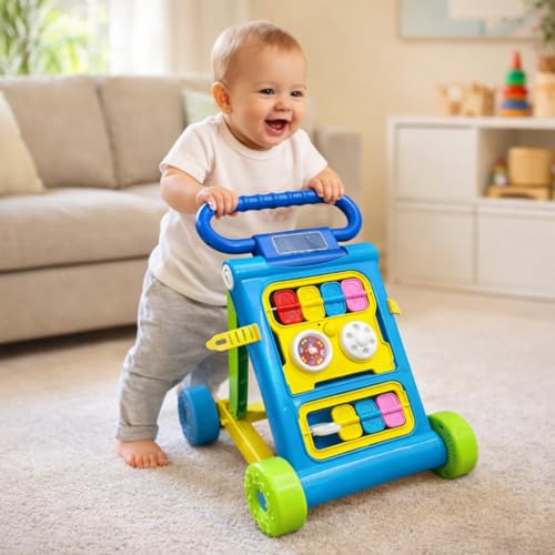 LITTLE PUP Baby Activity Push Walker with Music & Learning Panel | Adjustable Toddler Walking Trainer | Interactive Baby Walker Toy for Boys & Girls (6–18 Months)