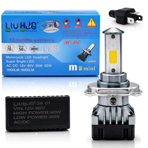 LIU HJG LED H4 Headlight Bulb High Brightness Waterproof & Heat Dissipation 40W 12V DC Power White Light Reflection Universal fit for All Bikes & Cars (Pack of 1)