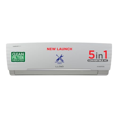 Lloyd 1.5 Ton 3 Star Inverter Split AC (5 in 1 Convertible, Cools Even at 52°C, Turbo Cool, Anti Corrosion Coating, 100% Copper, White, GLS18I3FWAGC)