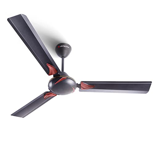 LONGWAY Creta P1 1200 mm/48 inch Ultra High Speed 3 Blade Anti-Dust Decorative Star Rated Ceiling Fan 2 Years Warranty (Smoked Brown, Pack of 1)