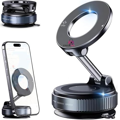 LOTUNY (1 Year Warranty) Magnetic Vacuum Phone Mount with 360° Rotation – Powerful Suction Holder for Car, Gym, Bathroom & All Smartphones