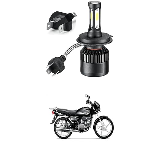 LOVMOTO Universal High Brightness 3 Side H4 LED Headlights Hi/Low Beam Bulbs 40W White Conversion Kit for Motorcycle, Bike, Scooty (Pack 1) Comfortable With Spl-end-or pl-us