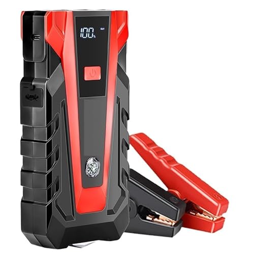 Lufjika Portable Jump Box with 3 Modes Current Power Bank Function,Car Battery Booster Pack Smart Jumper Cables 12V USB Outputs & Flashlight Emergency Battery Booster for Cars, Trucks, and SUV (Black)