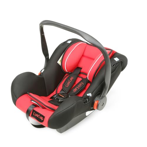 LuvLap 4-in-1 Infant/Baby Car Seat & Carry Cot with Canopy, Convertible Car seat, 5-Point Safety Harness, Rocking & Feeding Chair, Baby Carry Cot, 0 to 15 Months & Weight Upto 13 Kgs (Red)