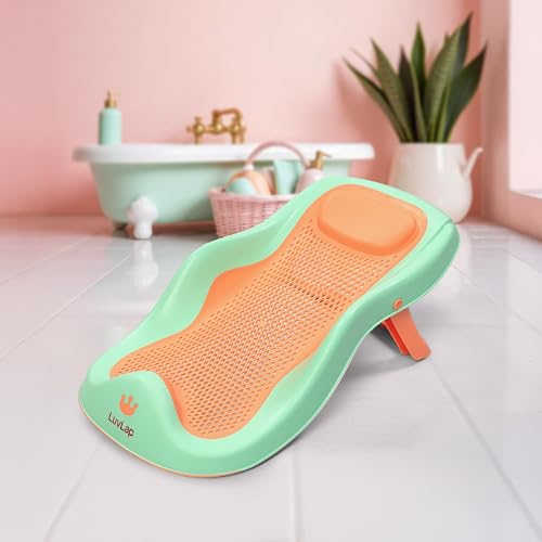 LuvLap Baby Bath Seat 0-6 Months, Durable, Non-Slip, Safe & Comfortable Baby Bather (Green)